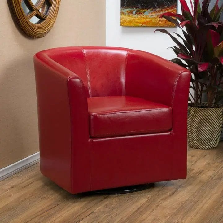 Leather Swivel Barrel Chair